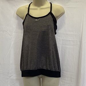 Gray And White Striped Nike Tank Top.
